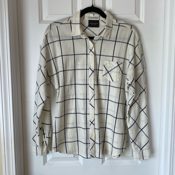Scotch & Soda‎ Maison Scotch Montauk Escape Button Down Shirt-Cream/Navy - Sz 1 - Picture 1 of 9